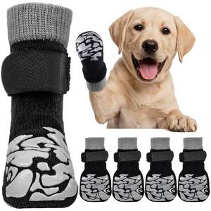 lot 4050 image: Kuoser Non-Slip Dog Socks, 2 Pairs Dog Recovery Boot to Prevent Licking Paws, Paw Protectors for Hot Pavement, Hardwood Floors, Traction Control for Small, Medium, Large Dogs