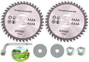 lot 4052 image: 7PCS 6 x40Teeth Carbide Tipped Weed Wacker Blade and Attachment,Brush Cutter Blade for Weedeater, Weed Eater Replacement Saw Blades,Electric Lawn Tool Attachments,Edger Blade for Cutting Grass Weeds