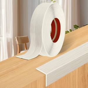 lot 4057 image: Wall Corner Protector Moulding Trim Peel and Stick Wall Corner Guards Trim Flexible Self Adhesive Edge Protector Moulding, 2.4 in x40 Ft, Beige Wood