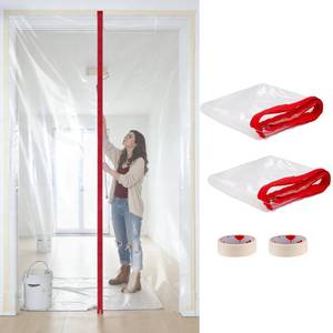lot 4061 image: Dust Barrier Plastic Zipper Door, 2-Pack Construction Door Cover with Zipper, 4 ft x 7.2 ft, for Home Remodeling, Painting & Drywall Work, Easy Install & Removal