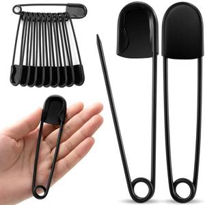 lot 4077 image: Juexica 10 Pcs 5 Inch Large Safety Pins, Giant Heavy Duty Stainless Steel Extra Large Safety Pins, Oversized for Fashion, Laundry, Sewing, Quilting, Blankets, Diaper, Crafts, Decor (Black)