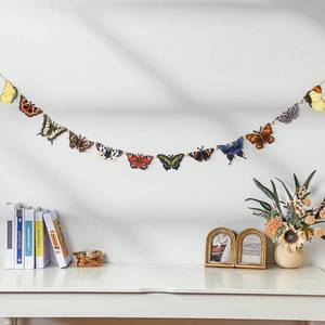 lot 4100 image: Cinnvoice 8.2 ft Butterfly Garland Party Decoration Wood Hanging Butterfly String Decor Spring Animal Ornament Garland Rustic Vintage Retro Banner for Wedding Nursery Spring Summer Home Garden Decor