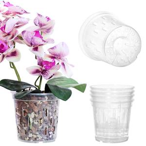 lot 4104 image: TRUEDAYS Orchid Pot �� 4 Pack 4 Inch Clear Orchid Pots with Drainage Holes for Repotting �� Ideal for Healthy Root Growth �� Sturdy Plastic Plant Pot for Indoor & Outdoor Plants ONLY TWO