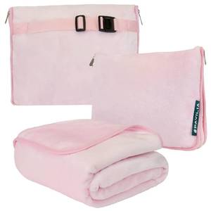 lot 4118 image: PAVILIA Travel Blanket Pillow, Soft Airplane Blanket 2-in-1 Combo Set, Plane Blanket Compact Packable, Flight Essentials Car Pillow, Travelers Gifts Accessories, Luggage Backpack Strap, 60x43 Pink