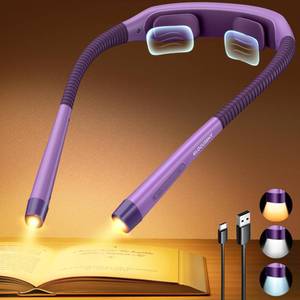 lot 4122 image: Glocusent Ergonomic Reading Light, 1600mAh Rechargeable Book Light for 100 Hrs - 3 Colors & 5 Brightness, Neck Light with Timers, Sleep Aid & Travel Lock, Perfect for Reading, Knitting & Craft