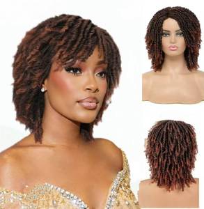 lot 4127 image: Velyzant Short Dreadlock Wig for Women and Men, Synthetic Afro Twist Braided Wigs Faux Locs Hair Full Machine Made Glueless Curly Wigs Ombre Orange Color T350