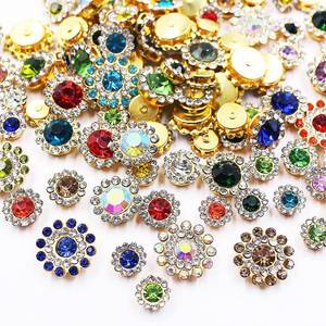 lot 4133 image: 100pcs Sew on Rhinestones Crystals Glass Gems Metal Claw Mixed 8mm 10mm 12mm 14mm Sunflower Garments for Sewing Headband Jewelry Crafts Clothes Shoes Belt Accessories (00 Mixed Color)