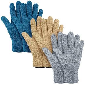 lot 4146 image: Patelai 3 Pairs Microfiber Plant Dusting Gloves Leaf Cleaning Gloves for Indoor Plants, Blinds, Furniture, House (Dark Blue,Gray,Khaki,Medium)