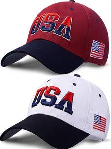 lot 4147 image: ROLVNHTV 2 Pcs American Flag Hat Patriotic Baseball Caps USA Trucker Hats Army Tactical Dad Hat 4th of July Red White Blue Veteran Military for Men Women