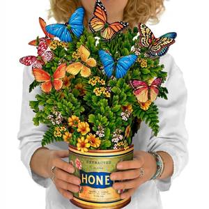 lot 4179 image: Freshcut Paper Pop Up Cards, Butterflies & Buttercups, 12 Inch Life Sized Forever Flower Bouquet 3D Popup Greeting Card, Birthday Cards, Thank You Card, Blank Notecard & Envelope