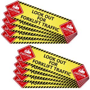 lot 5011 image: Dunzoom 10 Pcs Stop Look out for Forklift Traffic Floor Sticker 24 x 6 Inch Caution Watch for Forklifts Self Adhesive Floor Sign Vinyl Waterproof Anti-slip Signage for Office Site Work Warehouse