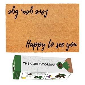 lot 5017 image: FWARMBS Coir Doormat Happy to See You Love You, Bye - 23.6 x 15.7 inches - Modern Style - Water Resistant - Machine Made - Rectangular - Both Indoor & Outdoor - Spot Clean Only