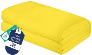 lot 5019 image: Royale Linens Full Flat Sheet - Ultra Soft Brushed 1800 Microfiber Flat Sheets Only - Wrinkle Free & Stain Resistant - Hotel Quality Top Sheet for Bed (Full, Yellow)