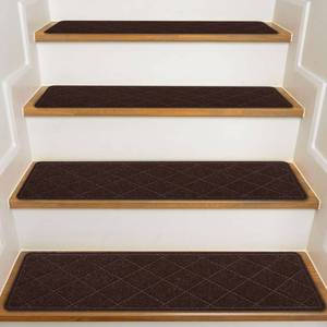 lot 5028 image: KOOTETA Stair Treads for Wooden Steps Indoor, 15 Pack 8 X 30 Non Slip Carpet Stair Treads with Reusable Adhesive for Kids Elders and Dogs, Surface Polyester TPR Backing Stair Rugs, Brown