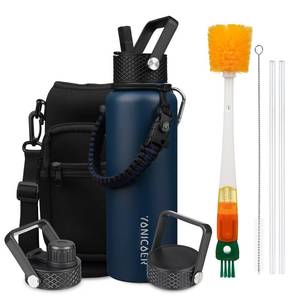 lot 5031 image: YONICOER Insulated Water Bottle 40oz,Triple Wall Vacuum Stainless Steel(Dishwasher Safe),Leak Proof & Non-BPA,Flask Jug with Paracord Handle & Straw Spout Lids Sports Navy Blue