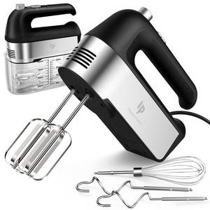 lot 5042 image: Hand Mixer Electric, 450W Kitchen Mixers with Scale Cup Storage Case, Turbo BoostSelf-Control Speed  5 Speed  Eject Button  5 Stainless Steel Accessories, For Easy Whipping Dough, Cream, Black