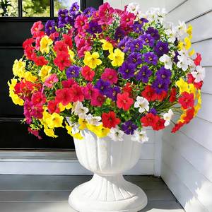 lot 5043 image: Artificial Flowers for Outdoors, 12 Bundles Mixed Color Artificial Petunias Fake Flowers for Outside, UV Resistant Realistic Silk Flowers for Decorations, Outdoor Faux Flowers Plants for Garden Porch