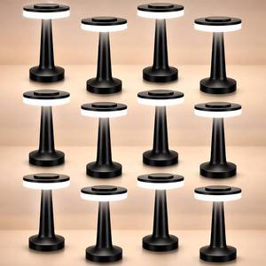 lot 5912 image: VIHOSE 8 Pcs Cordless Table Lamps LED Portable Rechargeable Table Lamp with Touch Sensor 3 Color Dimming up to 15 Hours Battery Desk Light for Restaurant Nursery Living Room (Black)
