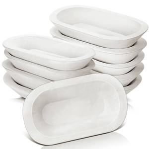 lot 5924 image: Nuogo 10 Pack Wooden Dough Bowls Bulk for Candles Making Decorative Rustic Dough Bowls Vintage Farmhouse Wooden Table Centerpiece for Wedding DIY Home Crafts Supplies Decoration(8.5 Inches,White)