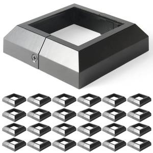 lot 5926 image: Wocepu 24 pcs 4x4 (Actual 3.5x3.5) Aluminum Deck Post Base Cover, for Deck railings, Stairs, Patios, Porches Split Deck Post Skirt (Black)