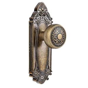 lot 5932 image: CEYMIO Antique Brass Passage Door Knob, Vintage Interior Non-Locking Door Handle with Plate for Hallway, Closet, Farmhouse Bedroom Bathroom(1 Pack)