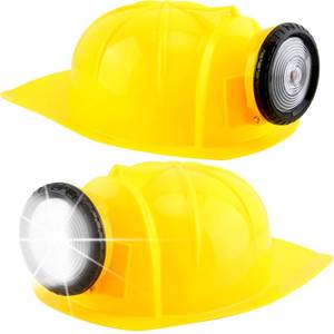 lot 5945 image: Cotiny 2 Pack Adult Construction Hard Hat with Flip Light Yellow Plastic Safety Helmets Costume Hard Hats for Construction Party Halloween Role Play