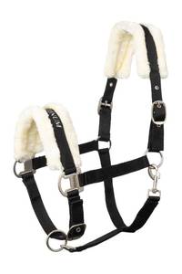 lot 6025 image: HORZE Howard Soft Fleece Padded Adjustable Polyester Horse Halter - Black - Horse