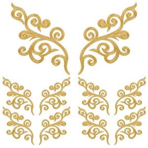 lot 6040 image: DOPENSPI 5 Pairs Embroidered Fancy Baroque Applique, Baroque Swirl Applique Patches Gold Embellishments Patches for Clothes Wedding Gown Dress Shirt Hats Bags DIY Sewing Crafts
