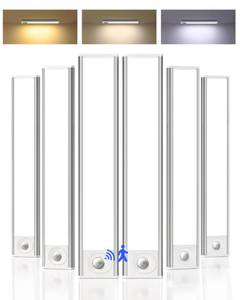lot 6062 image: AMETHEUS 6-Pack Under Cabinet Lighting, 34 LED Rechargeable Battery Motion Sensor Light Indoor, Dimmable & 3 Color Temps, Magnetic Closet Lights, Wireless Under Counter Lights for Kitchen (8inch)
