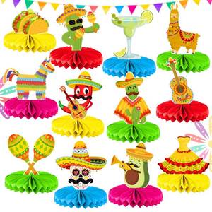 lot 6067 image: Cinco De Mayo Decoration - 12 Pack Mexican Birthday Centerpiece Honeycomb Garlands, Vibrant Taco Themed Party Supplies for Cinco de Mayo, Fiesta Party Decorations Mexican Party Decor, Taco Party Decorations