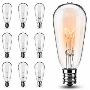 lot 6078 image: Konictom 10 Pack ST40 Replacement Bulbs for Outdoor String Lights, 7W E17 Intermediate Base Clear Incandescent Edison Bulbs for Indoor Outdoor Patio Backyard Decor, Warm White