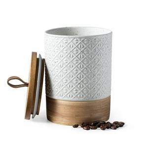 lot 6099 image: Miamolo Large Coffee Containers with Lids, Ceramic Coffee Canister Kitchen Food Storage Cookie Jars with Airtight Lid for Spice Sugar Tea Candy, Stackable Decorative Jars for Counter - White 28 fl.oz