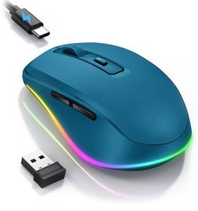 lot 6105 image: PEIOUS Wireless Mouse Jiggler - LED Wireless Mice with Build-in Mouse Mover, Rechargeable Moving Mouse for Laptop with Undetectable Random Movement Keeps Computers Awake - Dark Blue