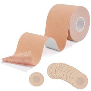 lot 6107 image: FurttBlem Boob Tape 4 in Breast Lift Tape with 10Pcs Nipple Covers,Body Tape for Women A-E Cup,Breathable Boobtape for Breast Lift,Invisible Beige
