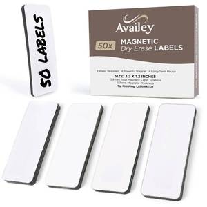 lot 6111 image: Availey 50 Pieces (3.2 x 1.2) - White Magnetic Dry Erase Labels - Reusable Strips for Classroom Home Office Garage Refrigerator Blank Writable Erasable Cards Name Tags Students Locker Shelf