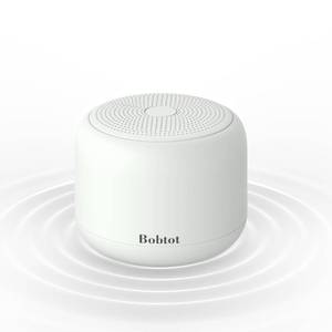 lot 6112 image: Bobtot Portable Bluetooth Speakers with Strap Easy to Carry, Wireless Waterproof Mini Speaker with Loud Stereo Sound, 20 Hours Playtime, Rechargeable Battery, Built-in Microphone, Light Gray