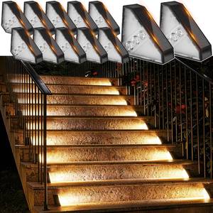lot 6133 image: echosari 12 Pack Solar Step Lights for Outside, 100 Lumen Ultra Bright Outdoor Stair Lights Auto ONOff Outdoor Step Lights IP68 Fully Waterproof for Yard Garden Walkways Pathway (Warm White)