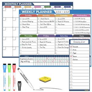lot 6134 image: HOMiDEK Magnetic Calendar for Refrigerator Reusable Dry Erase Monthly Fridge Whiteboard Calendar Magnet Weekly Planner White Board with Magnetic list, Dry Erase Markers and Eraser - 14 x 11 Inches