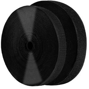 lot 6140 image: 1 Inch x 82 Feet Black Self Adhesive Hook and Loop Tape Sticky Back Roll, Nylon Heavy Duty Strips with Adhesive, Multi-Function Hook Loop Tape for Crafting & Wall Hanging - Black