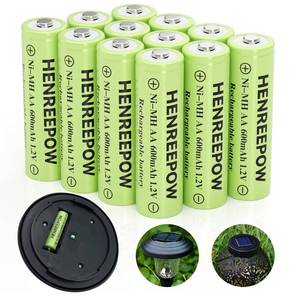 lot 6169 image: Henreepow Ni-MH AA Rechargeable Batteries, Double A High Capacity 1.2V Pre-Charged for Garden Landscaping Outdoor Solar Lights, String Lights, Pathway Light (AA-600mAh-12pack)