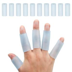 lot 6174 image: Sumifun Gel Finger Protector, 10 Pcs Silicone Finger Sleeves for Corns, Fingernails Loss, Friction Pain Relief, Blue