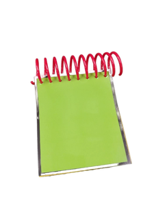lot 6190 image: Green Spiral Bound Notepad with Red Wire Binding