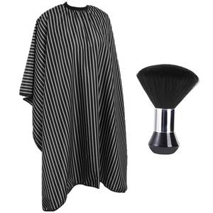 lot 6203 image: YELEGAI Professional Hair Cutting Cape with Neck Duster Brush, Large Size Salon Hairdresser Cape for Men, Women and Kids(Black With White Stripes)