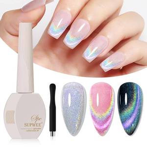 lot 6209 image: SUPWEE Rainbow Cat Eye Gel Polish - 15ml Holographic 9D Cat Eye with Magnetic Stick for a Glittery Iridescent Galaxy Effect Soak Off UV Lamp Perfect for Nail Art & DIY Manicures at Home