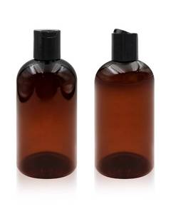lot 6212 image: Neendohome 2 Pack 8 oz Amber Plastic Shampoo Bottles with Black Disc Caps Refillable Leak-Proof Travel Squeeze Containers for Conditioner Toiletries Liquid Soap Lotion Essential Oils
