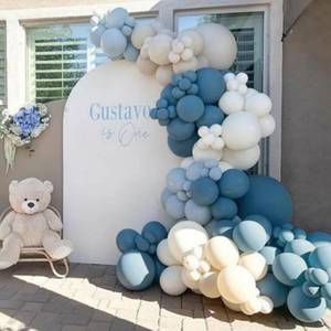 lot 6216 image: Dusty Blue Balloon Garland Kit - 167pcs Balloon Arch kit with Dusty Blue, Sand White, White Balloons - Perfect for Baby-shower Wedding Boy Birthday Party Decoration