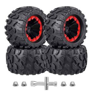 lot 11652 image: HobbyPark PreGlued 12mm Hex RC Truck Wheels and Tires Set Complete for 110 Traxxas Hoss 4x4 Stampede 2wd VXL Redcat Volcano EPX Pro 2s 3s 4s Lipo Brushless Systems