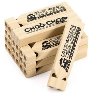 lot 11657 image: Soulchen 12 Pcs Wooden Train Whistles, Wood Train Whistles Toys for Adult Theme Birthday Decorations Favors Noisemakers Goodie Bag Filler Game Prizes Stocking Stuffers Carnival Prize (5.51 Inch)