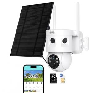 lot 11661 image: 4G LTE Cellular Security Camera 180°Automatic Intrusion Detection and 360°Panoramic View Home and Outdoor Security Camera with Solar Panel, 2K Video Illumination at Night-4G-New