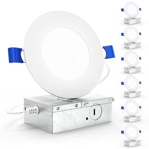 lot 11662 image: Sunco 6 Pack 4 Inch LED Recessed Lights, Slim Canless Ceiling Lighting, 650 LM, 10W (60W Equivalent), 5000K Daylight, Dimmable, Wafer Thin, Ultra Thin with Junction Box ETL
